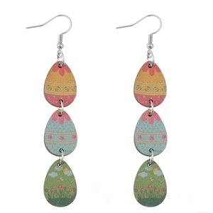 Easter Eggs Drop Earrings Wood